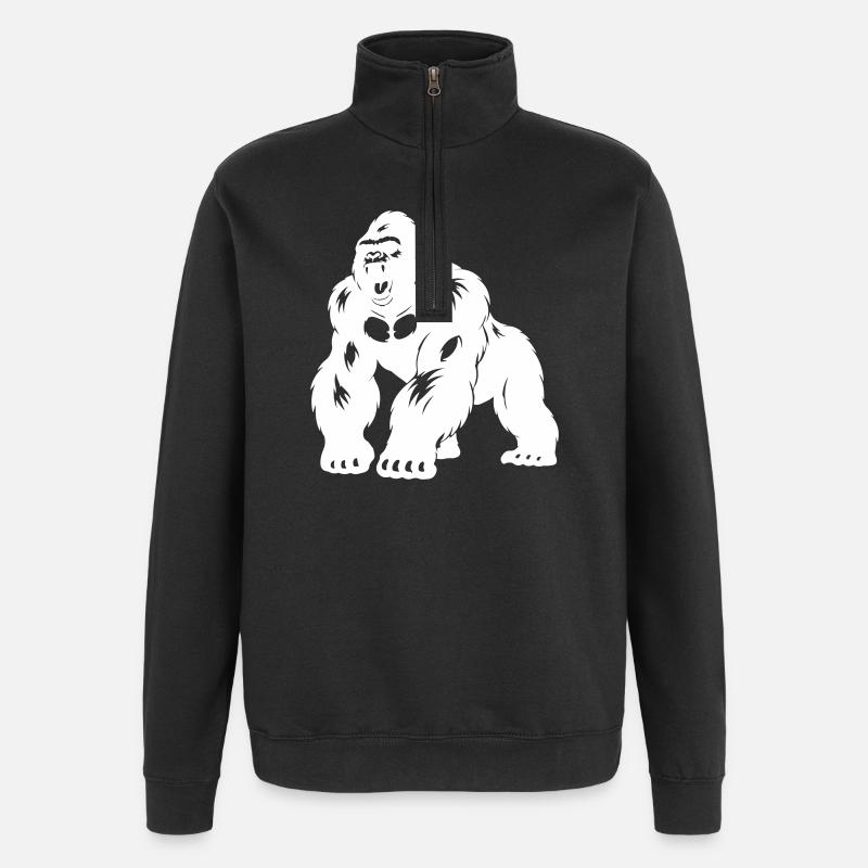Gorilla Silverback Silhouette - Quarter-Zip-Sweatshirt - Schwarz