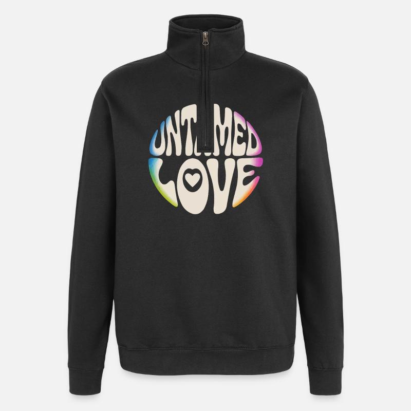 Lettrage rétro d’Untamed Love - Sweat à zip 1/4 - noir