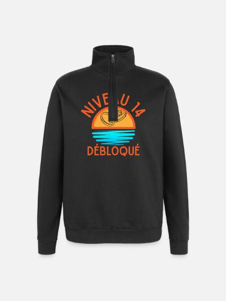 Level 14 Freigeschaltetes Jubiläumspaar - Quarter-Zip-Sweatshirt - Schwarz
