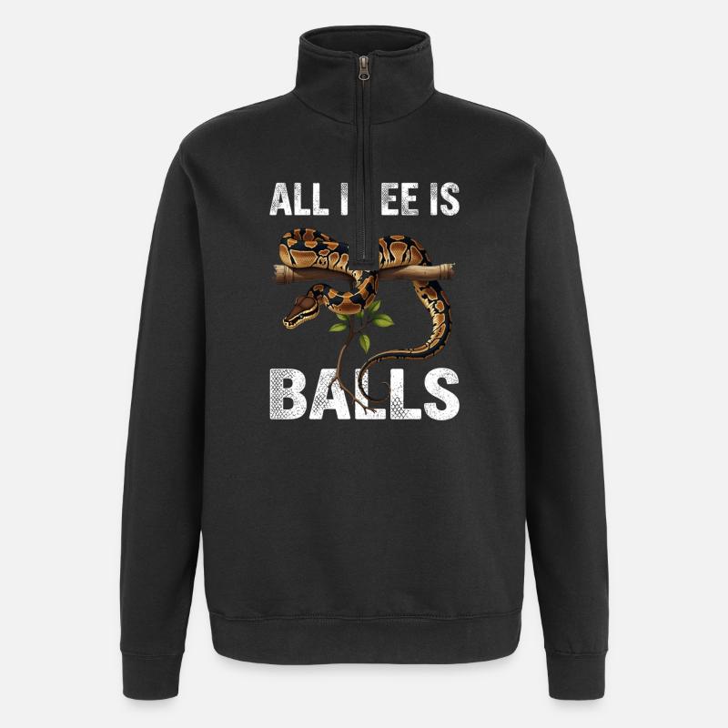 Königspython Schlangen Liebhaber Terrarium Python - Quarter-Zip-Sweatshirt - Schwarz