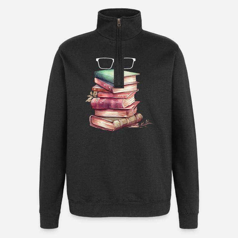 Buchliebhaber Buchnerd - Quarter-Zip-Sweatshirt - Schwarz