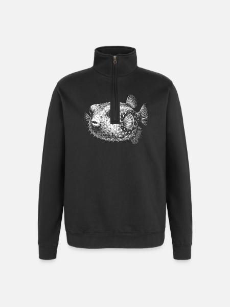 Poisson-globe - Sweat à zip 1/4 - noir
