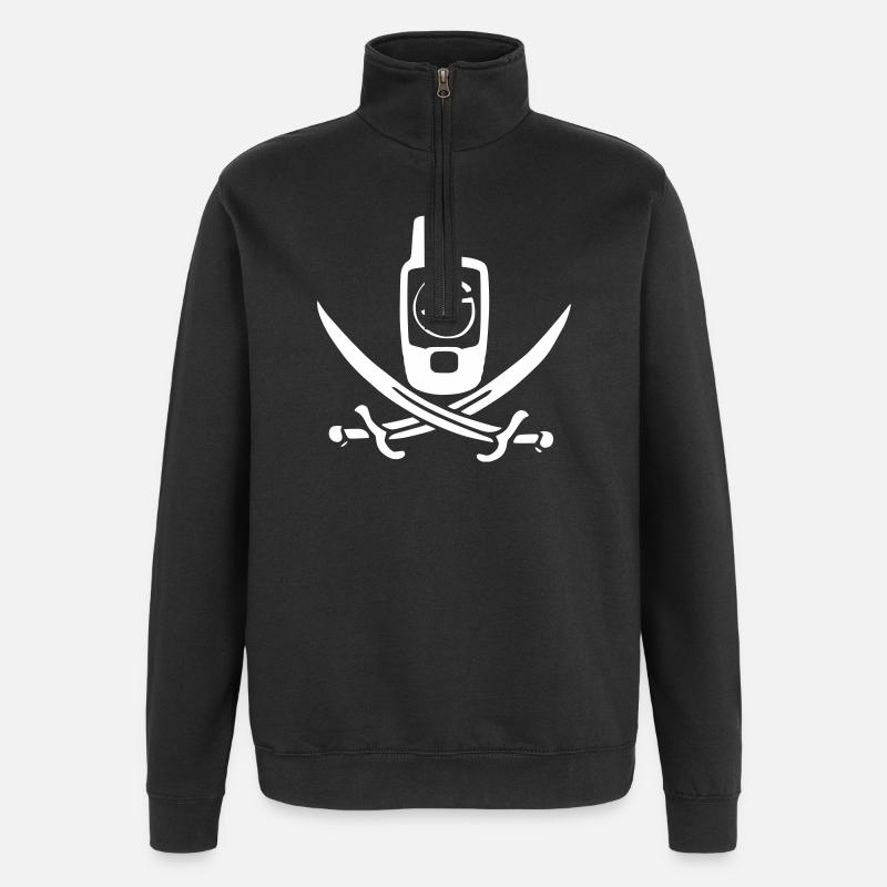 Géocaching Drapeau Pirate Blanc - Sweat à zip 1/4 - noir