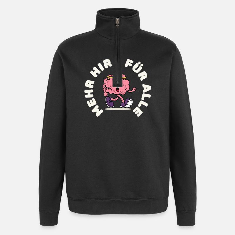 Running Brain with Headband - Quarter-Zip Sweatshirt - black