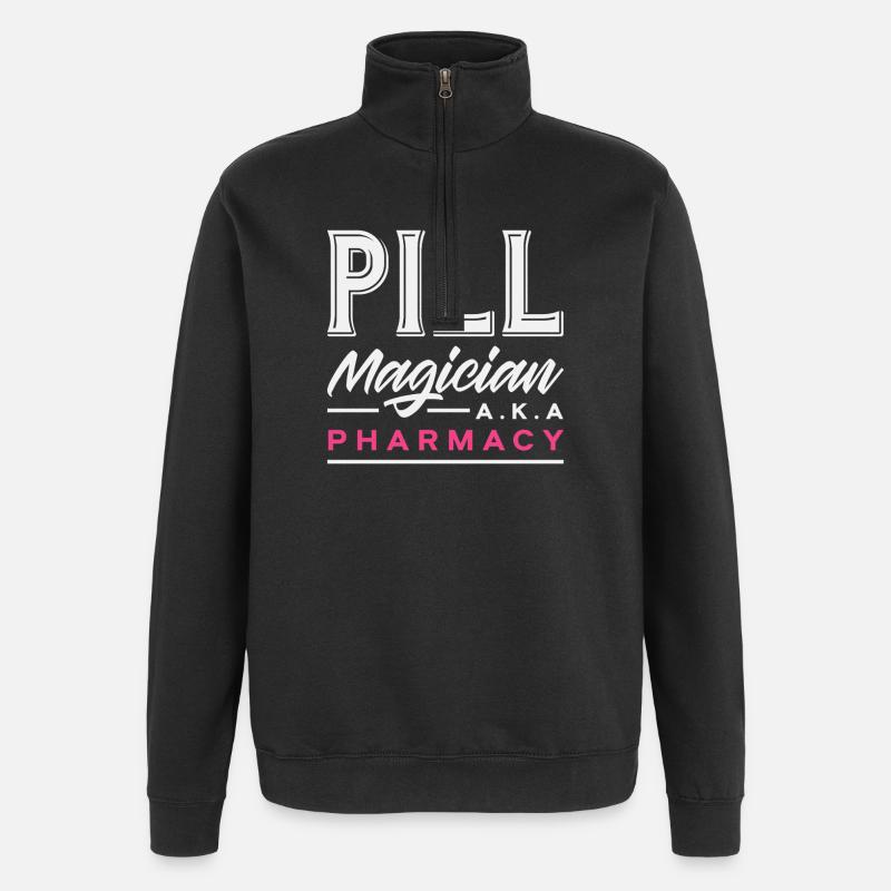 Pill magician, pharmacist, pharmacy technician - Quarter-Zip Sweatshirt - black