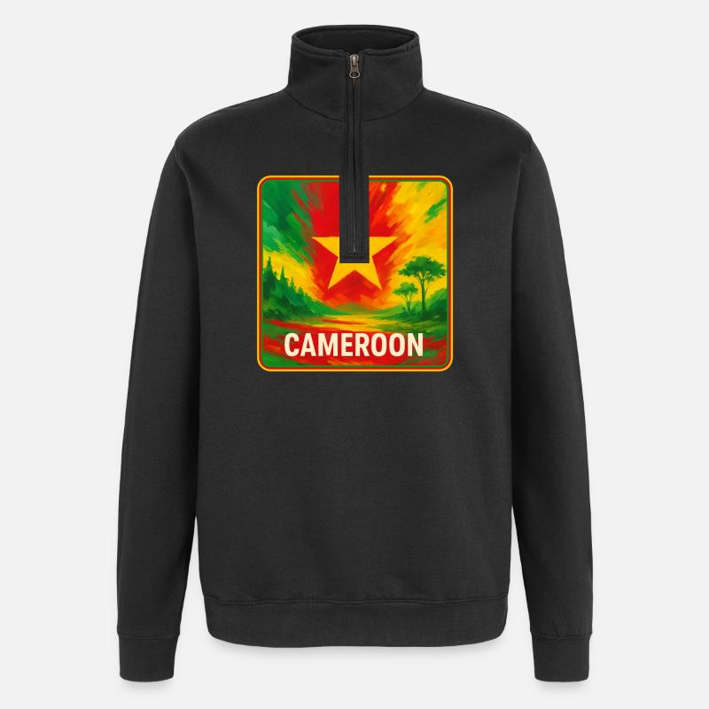 Kamerun Reise Design - Quarter-Zip-Sweatshirt - Schwarz