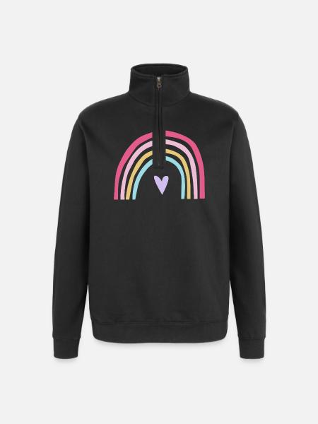 Rainbow pastel pink purple - Quarter-Zip Sweatshirt - black