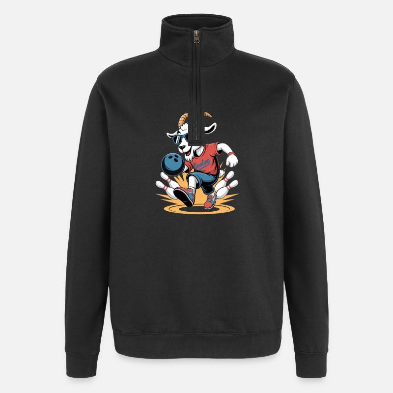 Bowling Ziege Cooles Bowling Motiv - Quarter-Zip-Sweatshirt - Schwarz