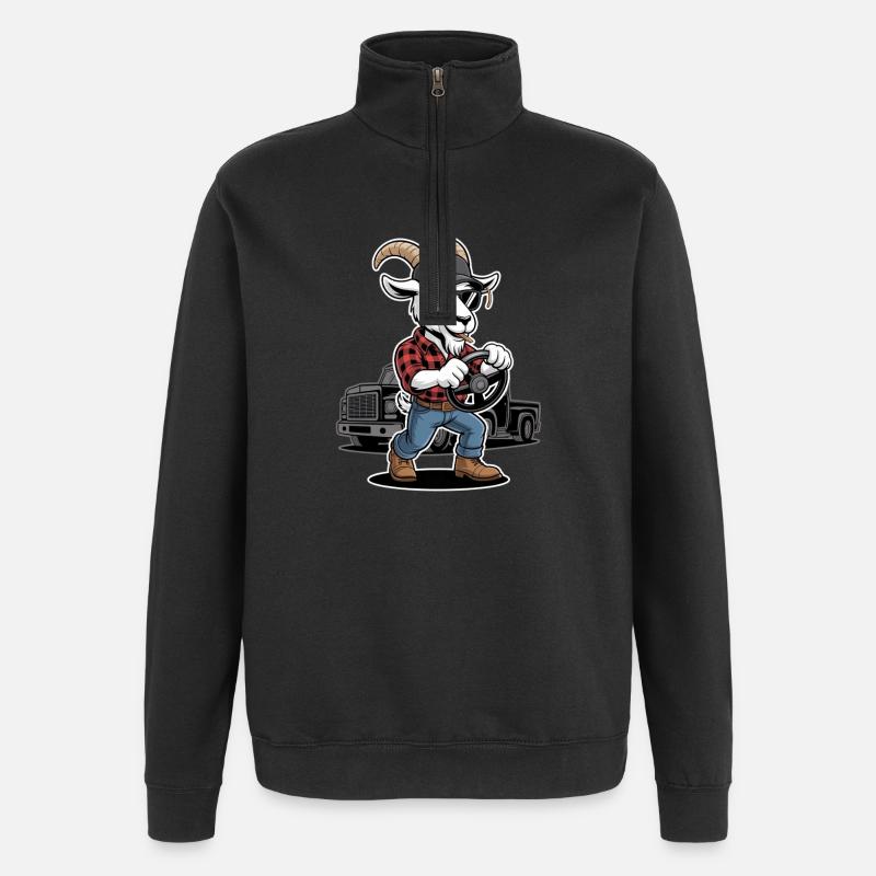Style Chauffeur de camion Cool Goat - Sweat à zip 1/4 - noir