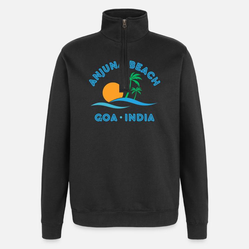 Anjuna Beach Goa Sunset - Quarter-Zip Sweatshirt - black