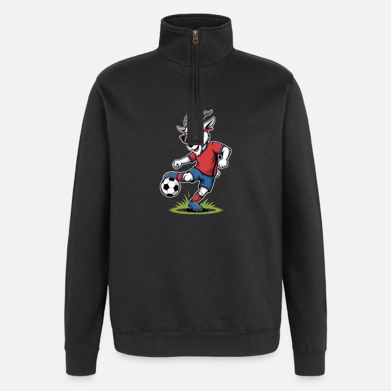 Coole Fußball Ziege mit Sonnenbrille - Quarter-Zip-Sweatshirt - Schwarz