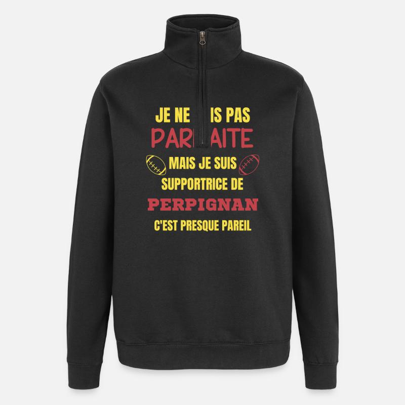 Supportrice de Perpignan Rugby - Sweat à zip 1/4 - noir