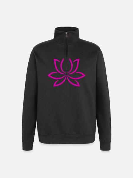 Fließende Lotusblüte in Pink - Quarter-Zip-Sweatshirt - Schwarz