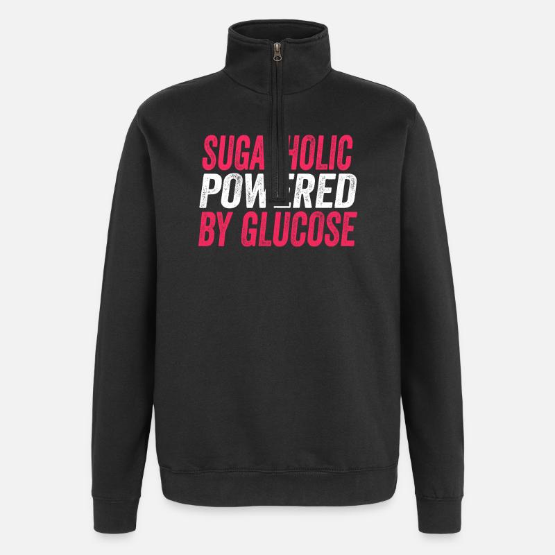 Sugarholic Powered by Glucose - Quarter-Zip Sweatshirt - black