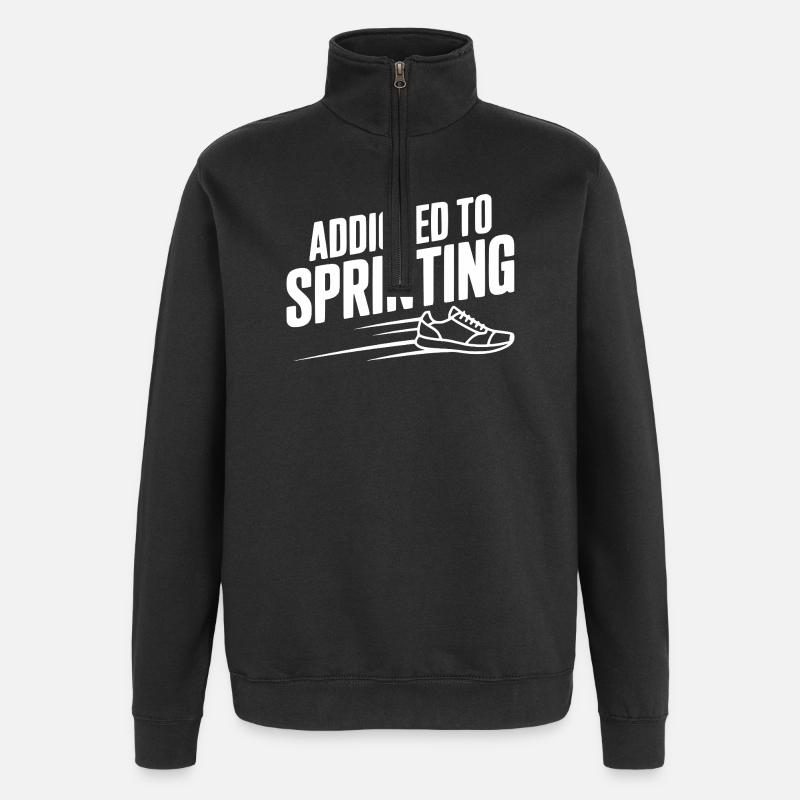 Sprintsüchtig - Quarter-Zip-Sweatshirt - Schwarz