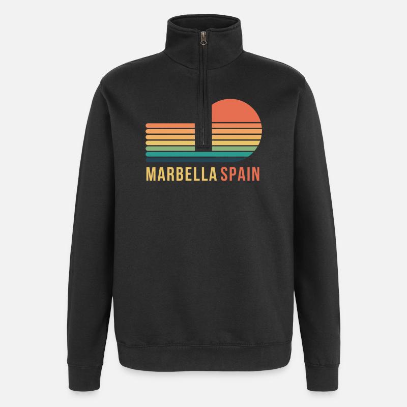 Marbella, Espagne - Sweat à zip 1/4 - noir