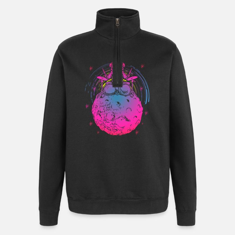 Psychedelic Astro Drummer Planet - Sweat à zip 1/4 - noir