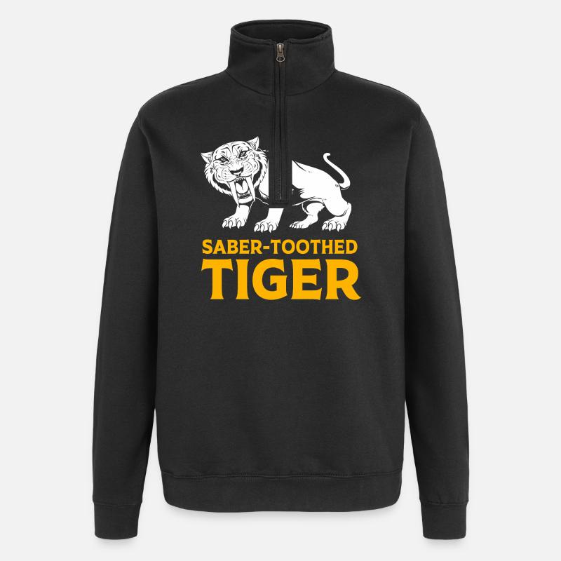 Säbelzahntiger Urzeit - Quarter-Zip-Sweatshirt - Schwarz