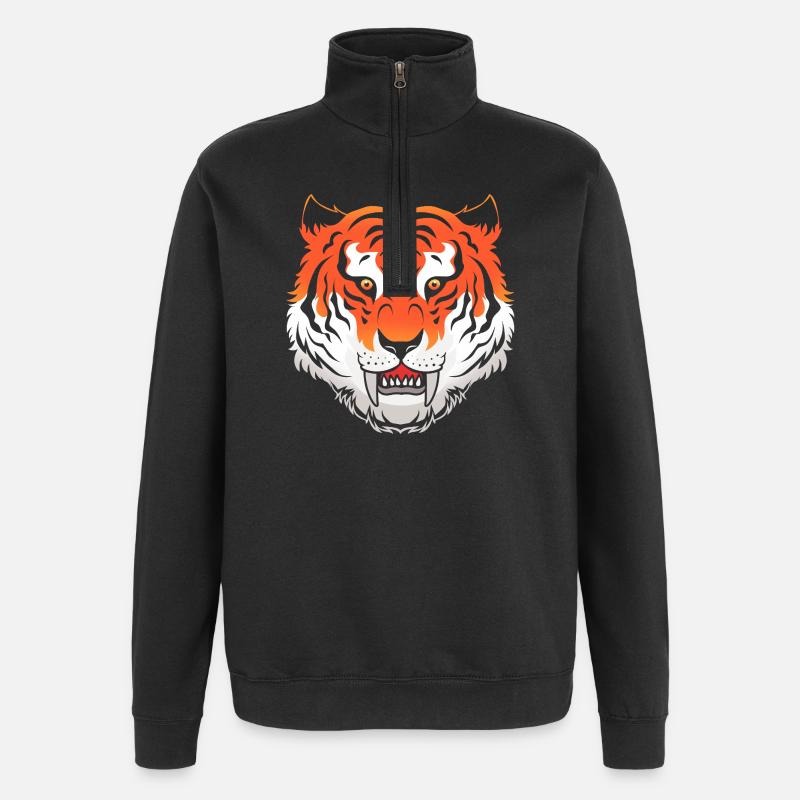 Urzeit Säbelzahntiger - Quarter-Zip-Sweatshirt - Schwarz