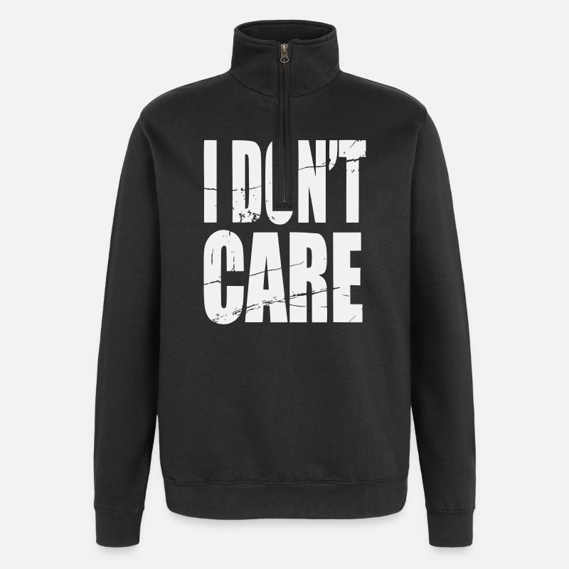 Don't Care Grunge Lettering - Quarter-Zip Sweatshirt - black