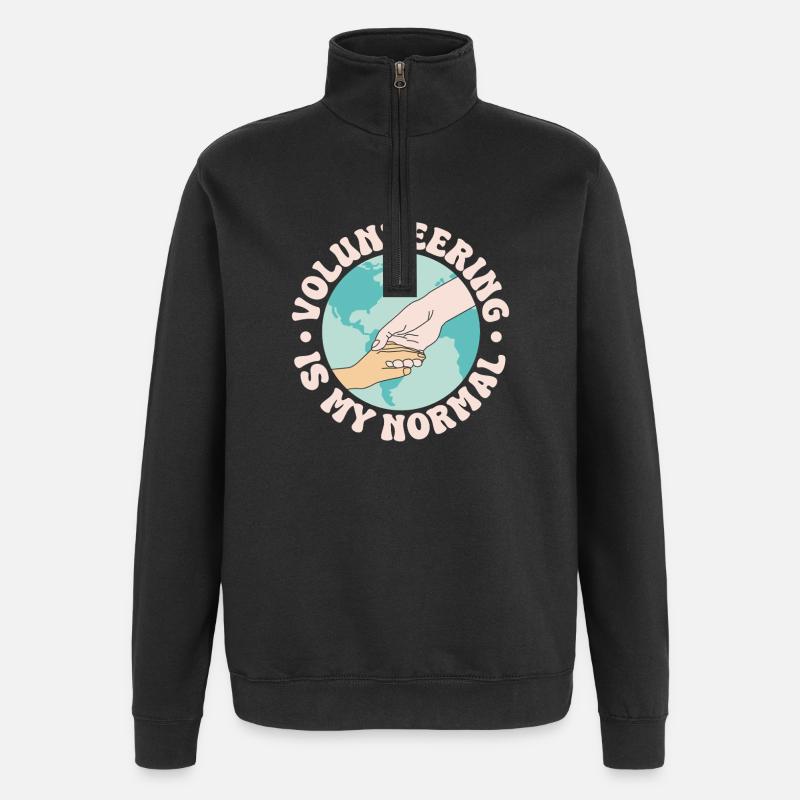 Frivillig påskønnelse er min normale frivillighed - Sweatshirt med 1/4 lynlås - sort