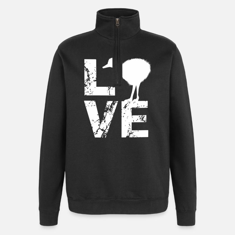 Nandu, Straußenkopf, Emu, Strauß - Quarter-Zip-Sweatshirt - Schwarz