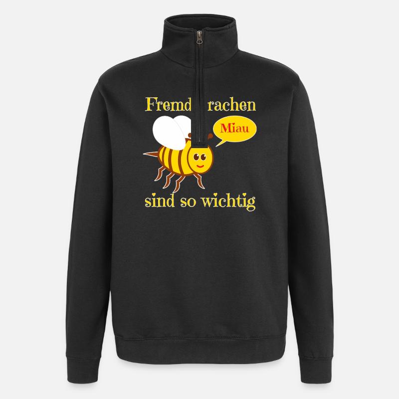 Funny bee in comic style - Quarter-Zip Sweatshirt - black