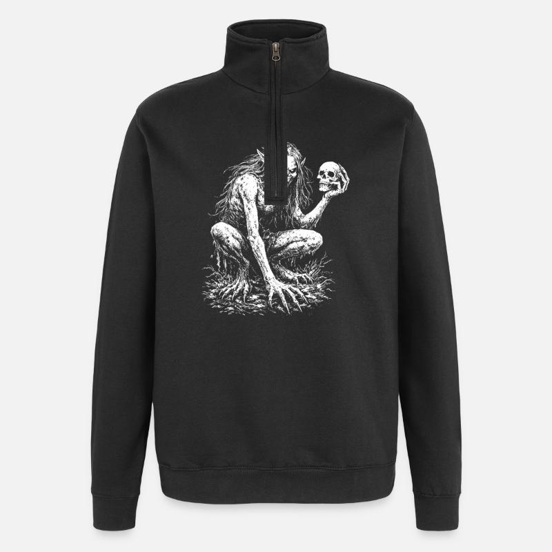 Striga – Démon slave | Dark Drawing - Sweat à zip 1/4 - noir