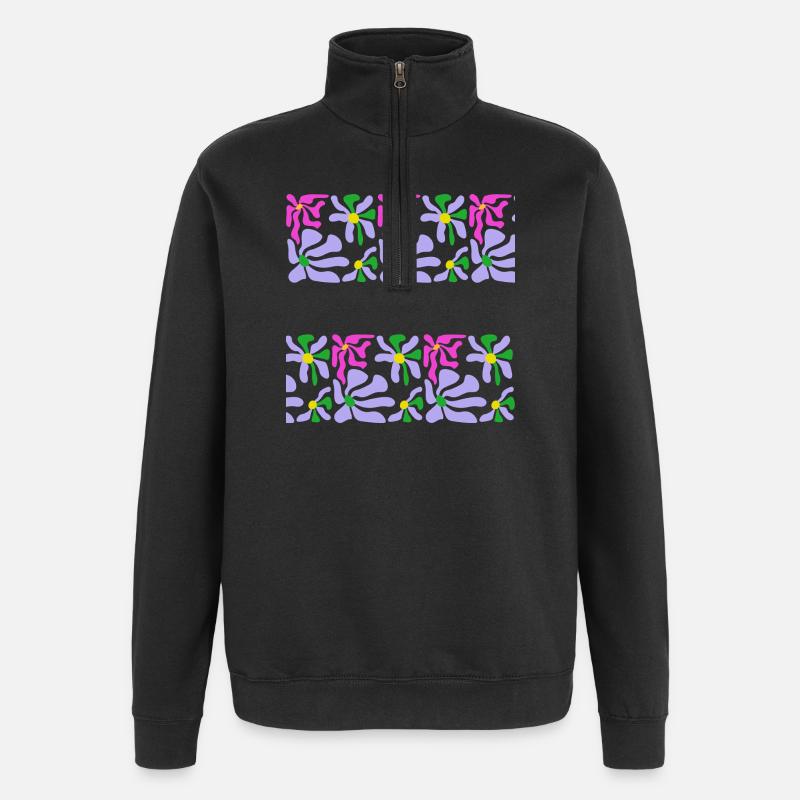 Art Abstrait Fleurs - Sweat à zip 1/4 - noir