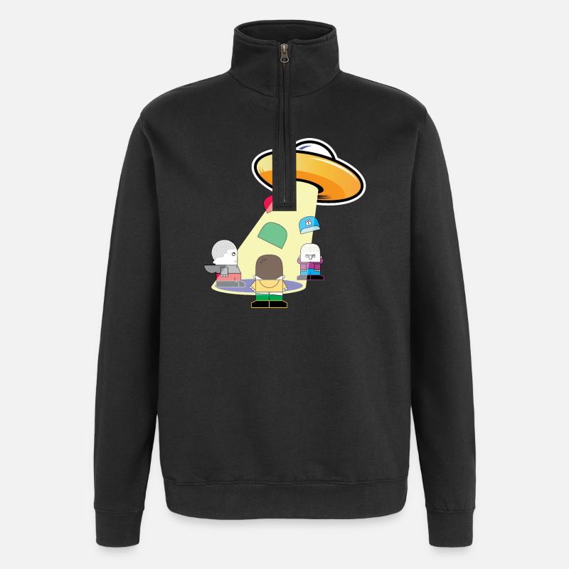 UFO-Haus-Trupp - Quarter-Zip-Sweatshirt - Schwarz