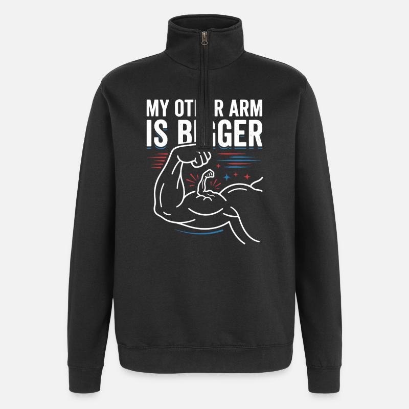 Other Arm Bigger Meme - Quarter-Zip Sweatshirt - black