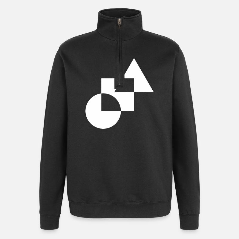 Monochrome Geometric Mosaic - Quarter-Zip Sweatshirt - black