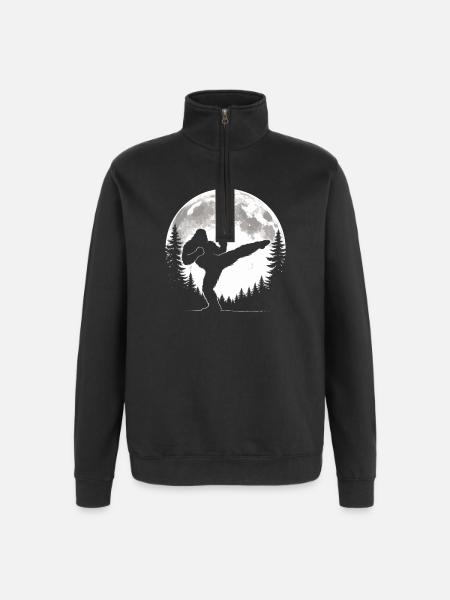 Bigfoot Kickboxing Moon - Quarter-Zip Sweatshirt - black