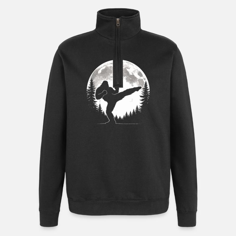 Bigfoot Kickboxing Moon - Quarter-Zip Sweatshirt - black