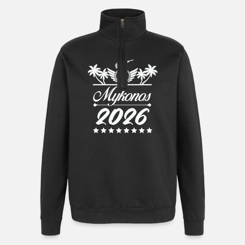 Logo plage Mykonos 2026 - Sweat à zip 1/4 - noir