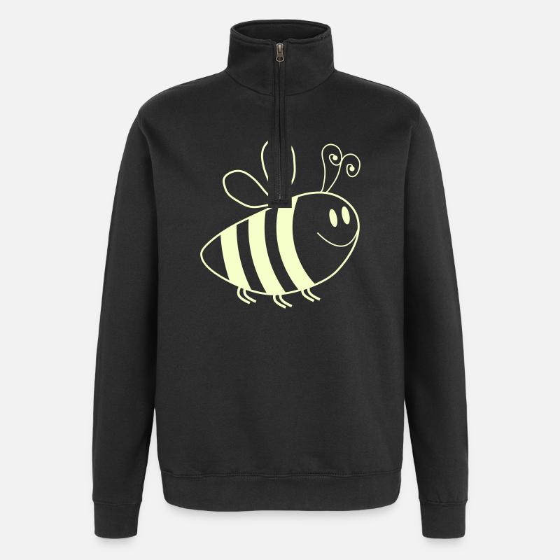Smiling Bees Pattern - Quarter-Zip Sweatshirt - black