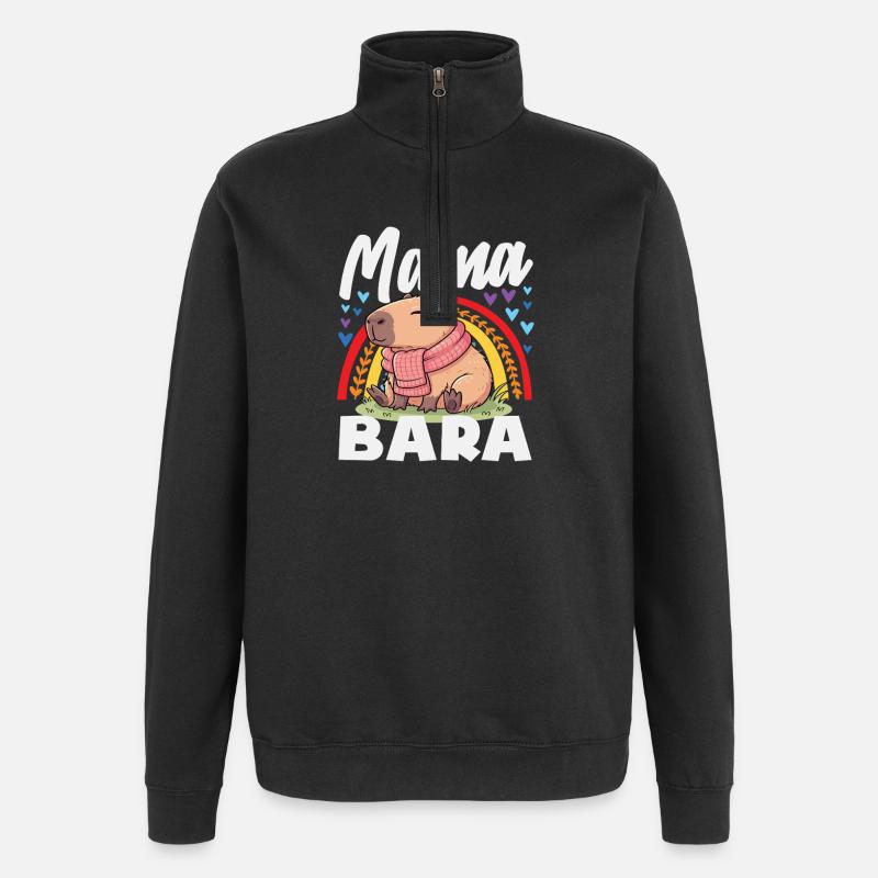 Boho Regenbogen Mama Bara Capybaras Niedlich - Quarter-Zip-Sweatshirt - Schwarz
