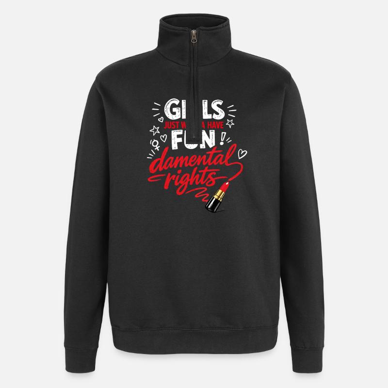 Fun-damental Rights – Starkes Frauen Statement - Quarter-Zip-Sweatshirt - Schwarz