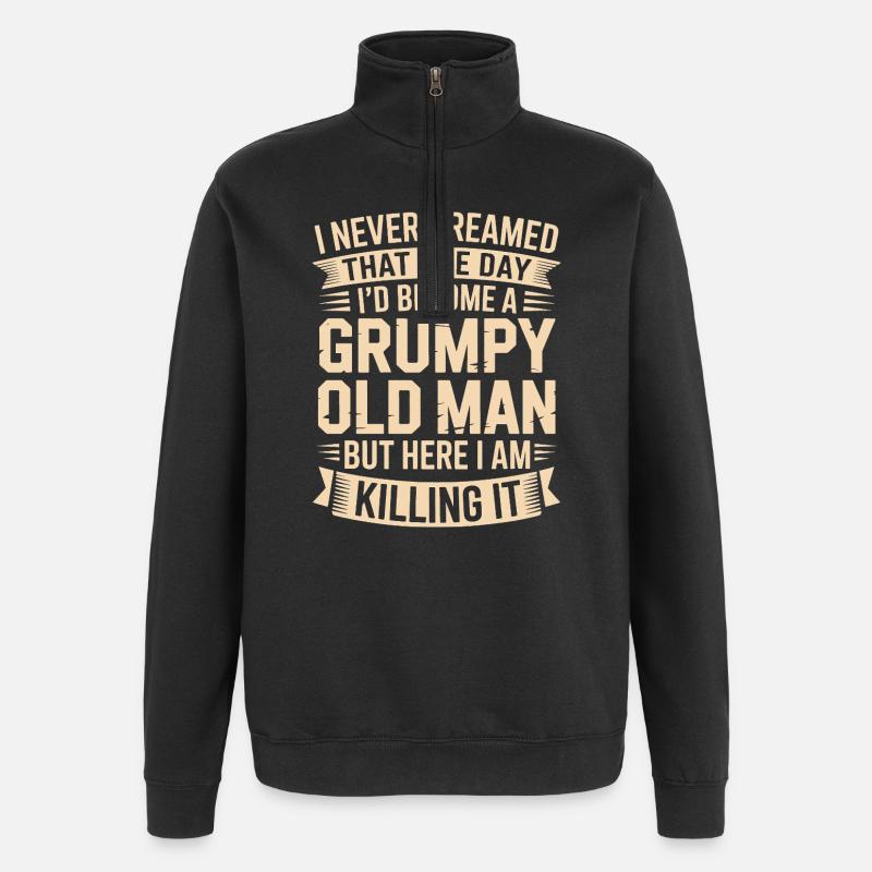 Grumpy Old Man Killing It - Sweat à zip 1/4 - noir