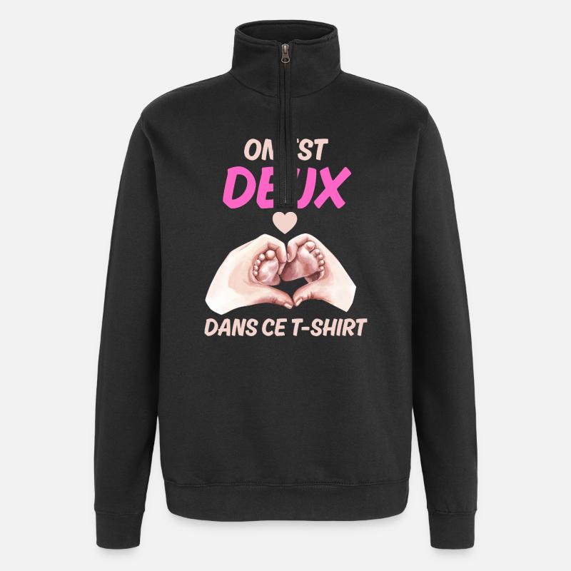 Ankündigung Babynachricht Liebe Schwangerschaft - Quarter-Zip-Sweatshirt - Schwarz