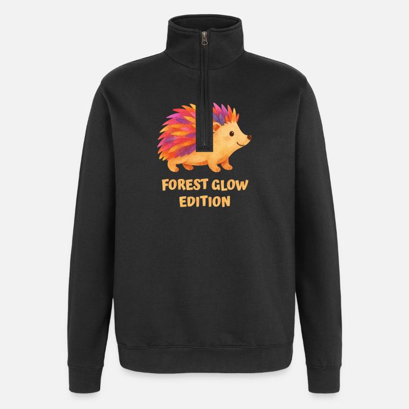 Bunter Igel - Quarter-Zip-Sweatshirt - Schwarz