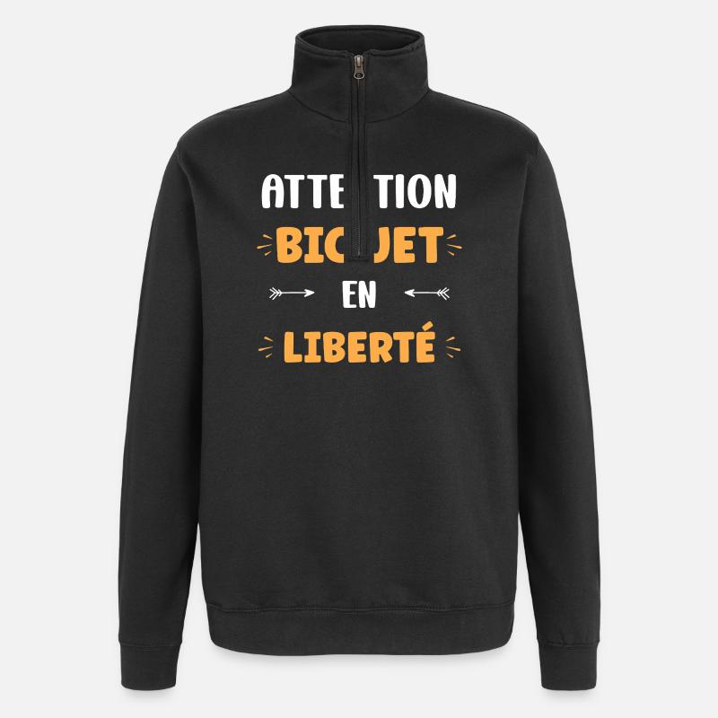 Attention Biquet en Liberté - Sweat à zip 1/4 - noir