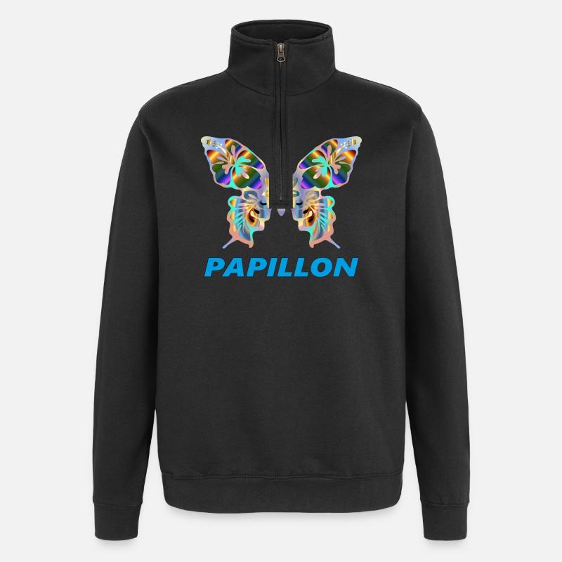 Papillon - Sweat à zip 1/4 - noir