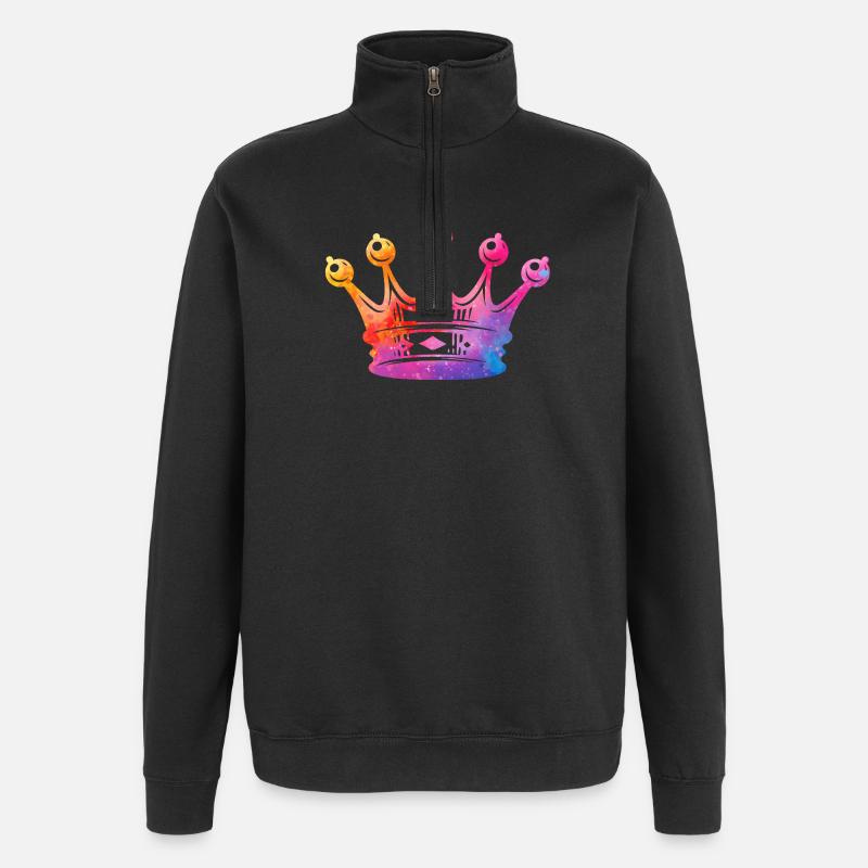 Wasserfarbene KronenKrone - Quarter-Zip-Sweatshirt - Schwarz