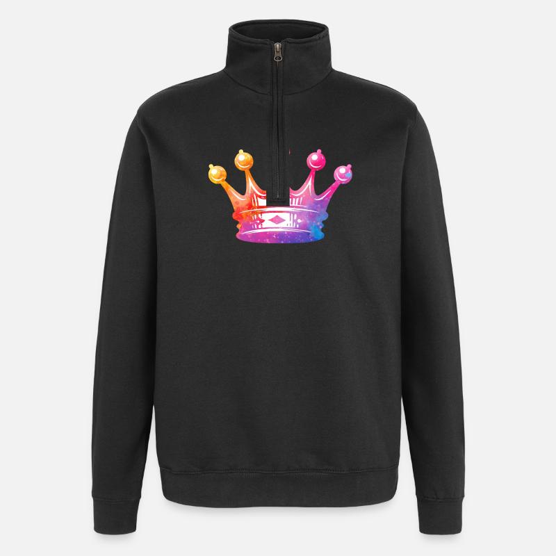 Wasserfarbene Kronenkunst - Quarter-Zip-Sweatshirt - Schwarz