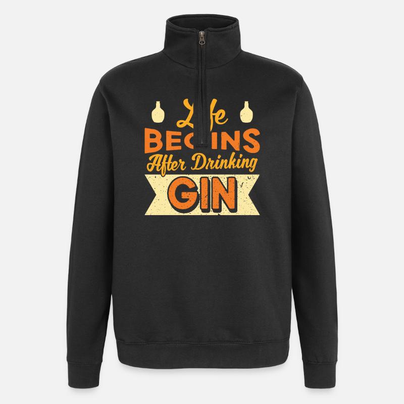 Life Begins After Drinking Gin Design - Quarter-Zip Sweatshirt - black