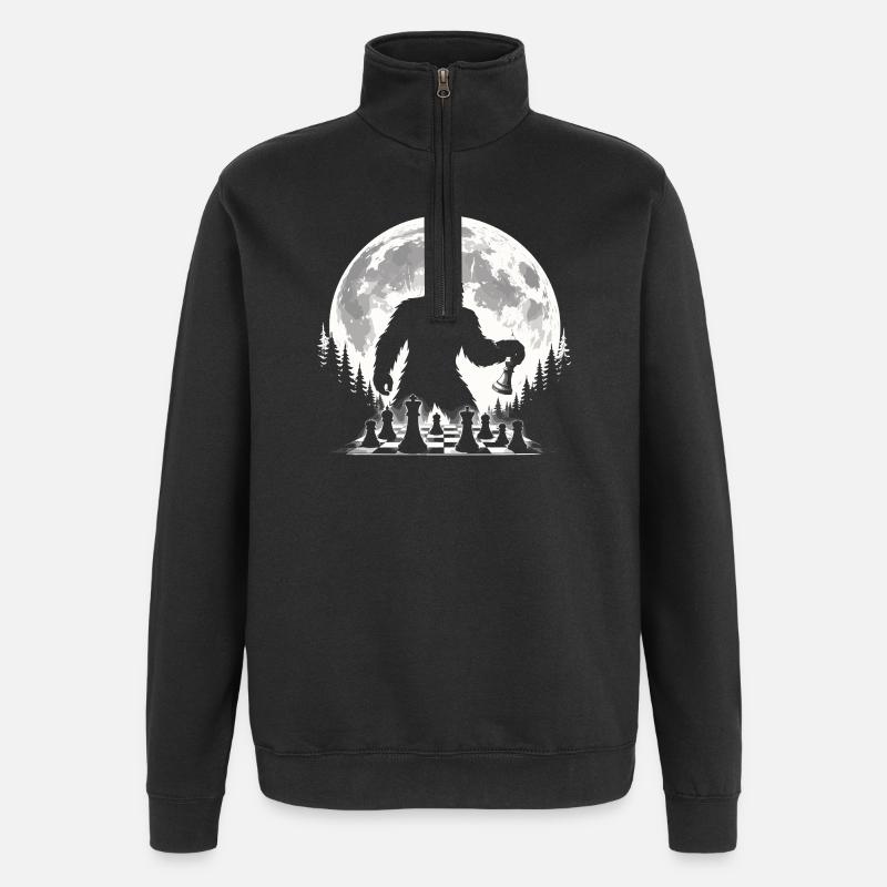 Bigfoot Chess Player - Quarter-Zip Sweatshirt - black