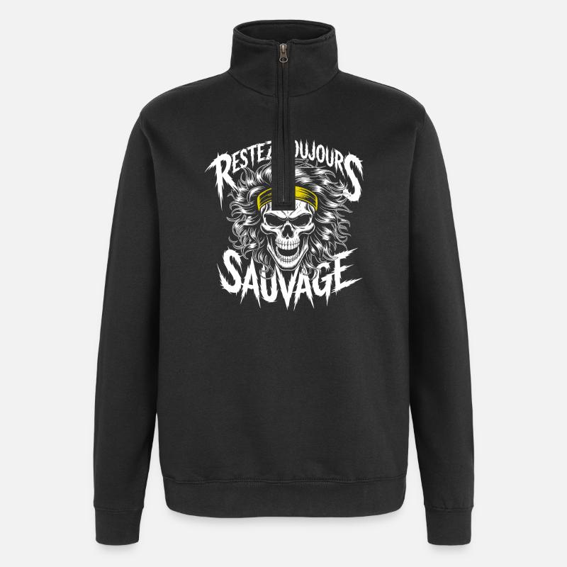 Restez Sauvage Toujours Skull - Sweat à zip 1/4 - noir