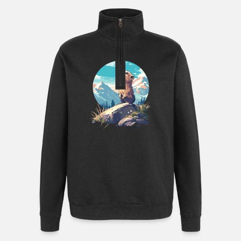 Lemminger Lemming - Sweatshirt med 1/4 lynlås - sort