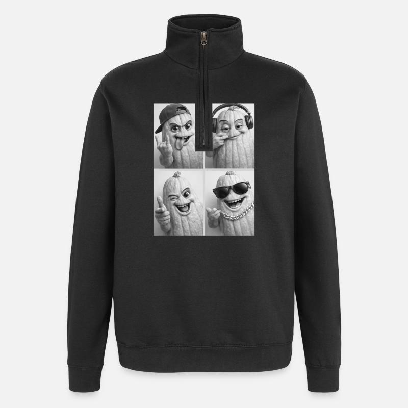 Pumpkin characters with style - Quarter-Zip Sweatshirt - black